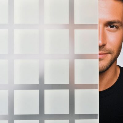 Grey Matte Grid Decorative Window Film