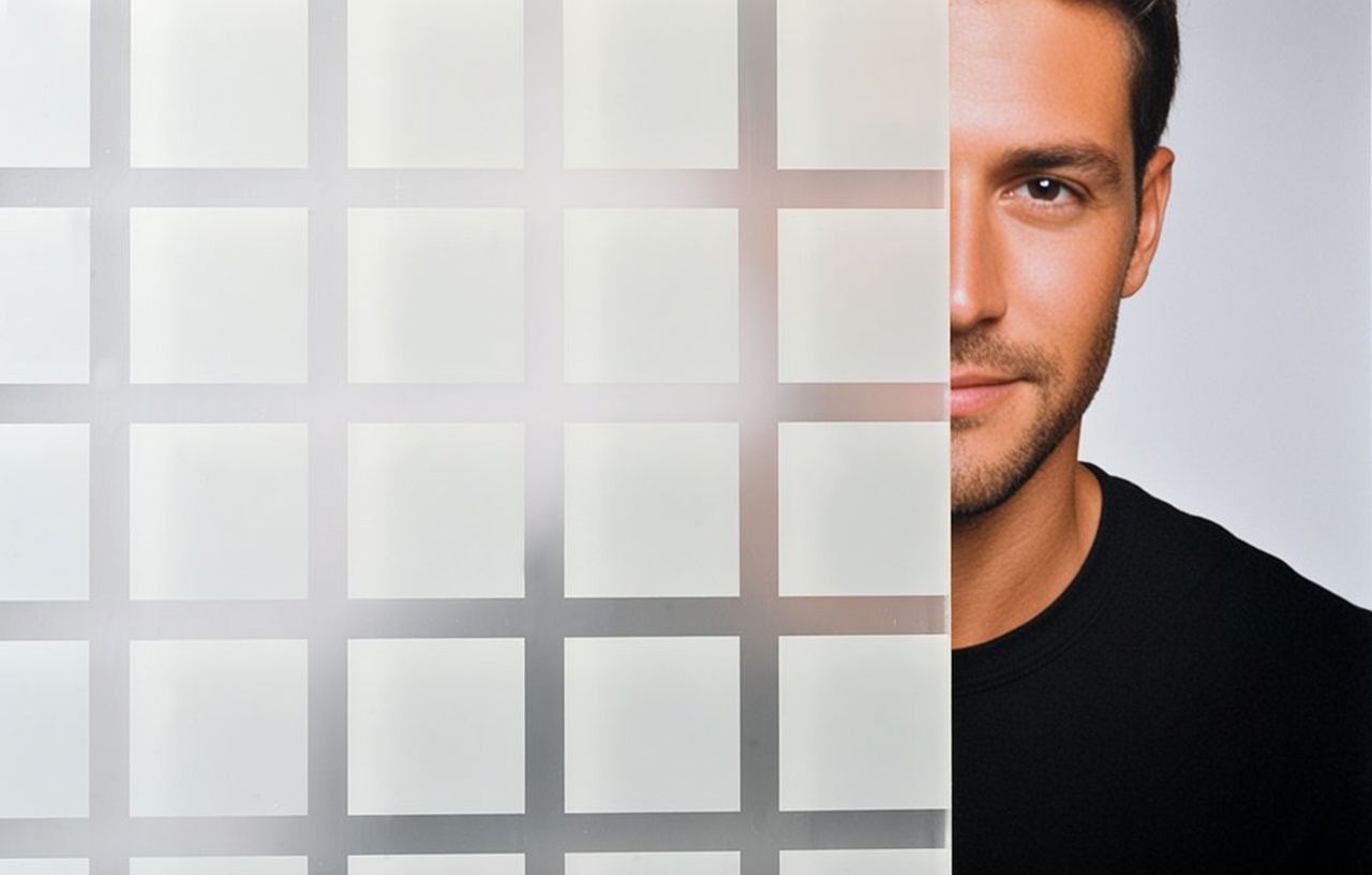Grey Matte Grid Decorative Window Film